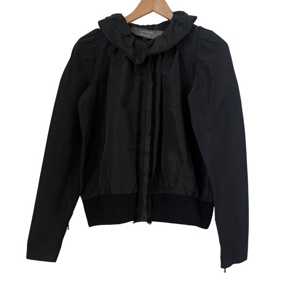 Lanvin Black Silk Blend Blouson Jacket w/ Zippered Sleeves Evening  Sz 36 France - Picture 1 of 12